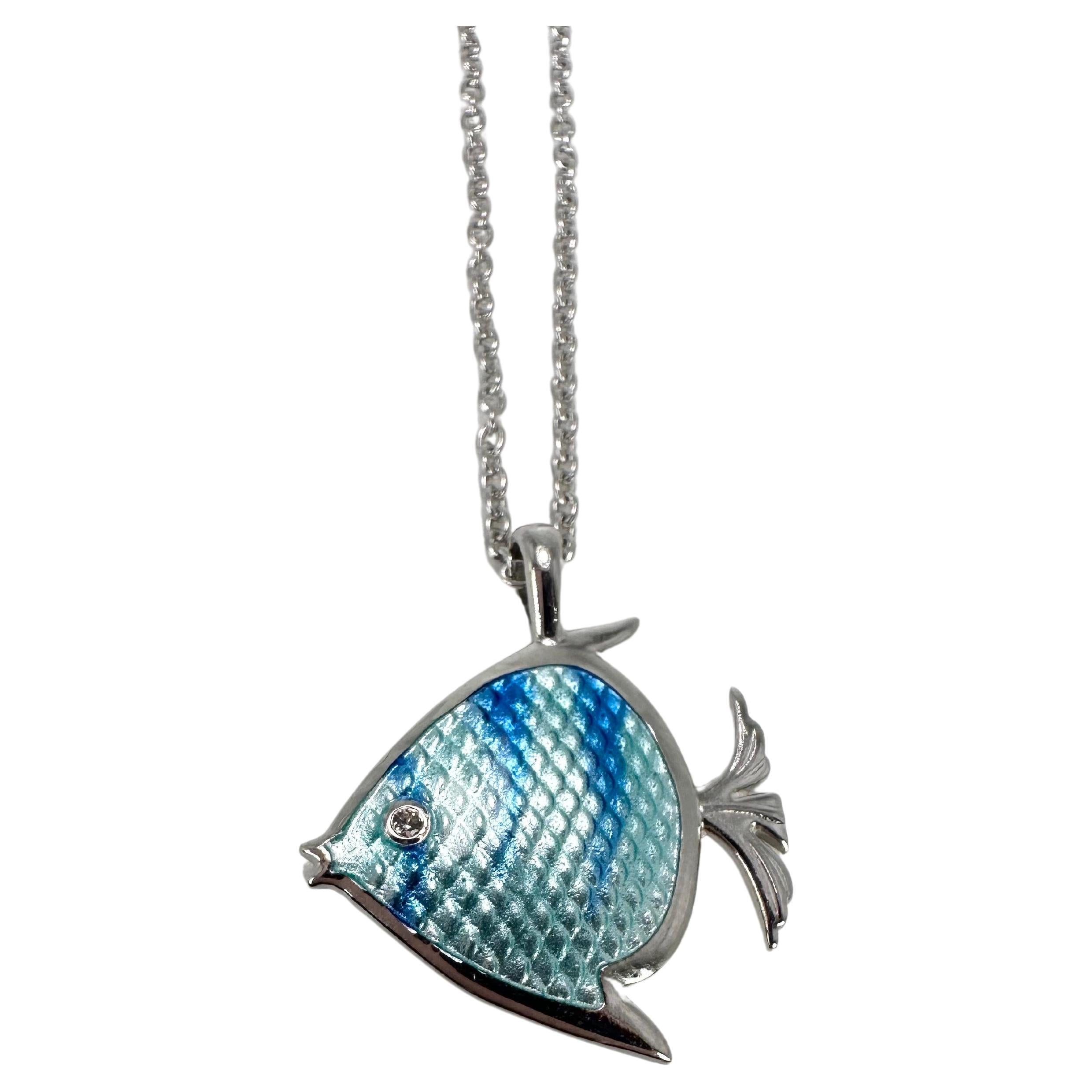 Fish pendant necklace SS silver pendant necklace 925 sea pendant For Sale