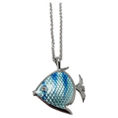 Used Fish pendant necklace SS silver pendant necklace 925 sea pendant