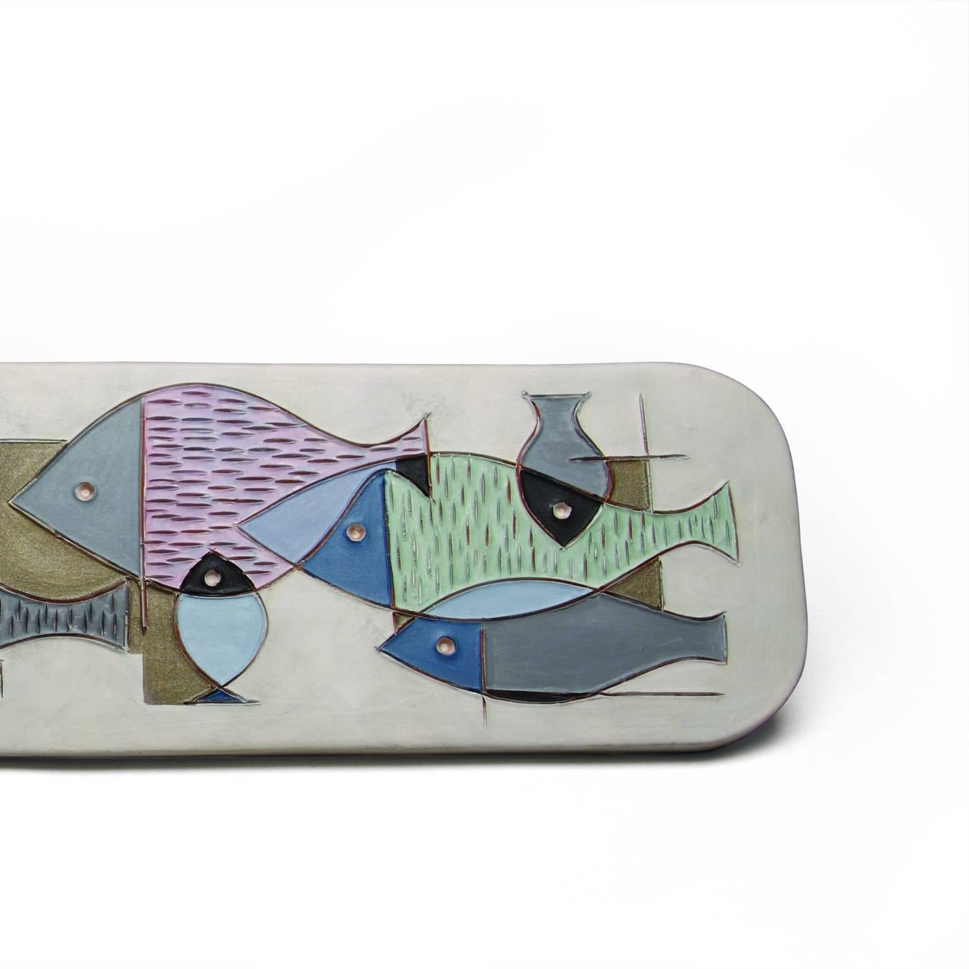 Italian Fish Plate by Aldo Londi For Sale