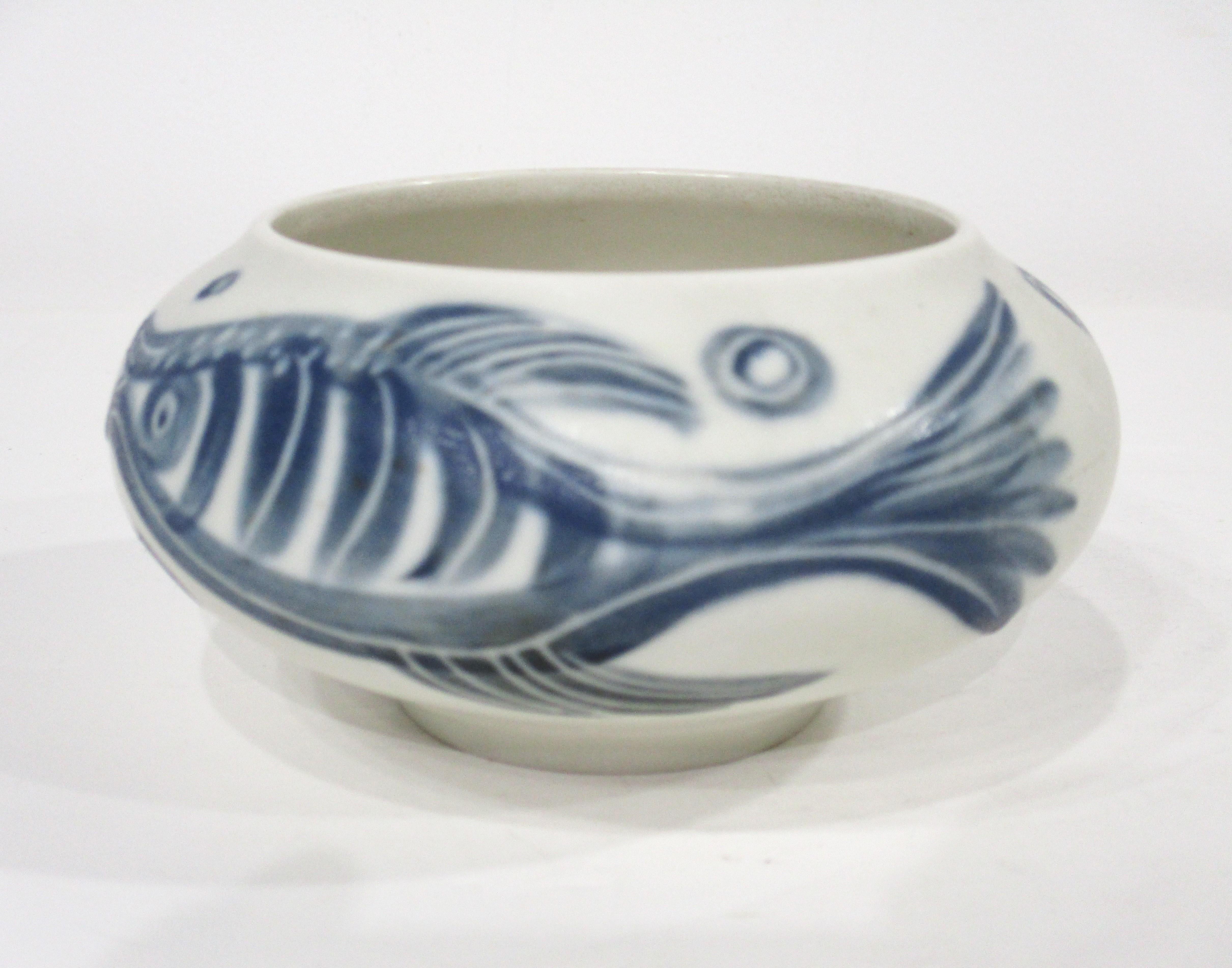 Mid-Century Modern Fish Pottery Bowl by Carl Harry Stalhane for Rorstrand Sweden  For Sale