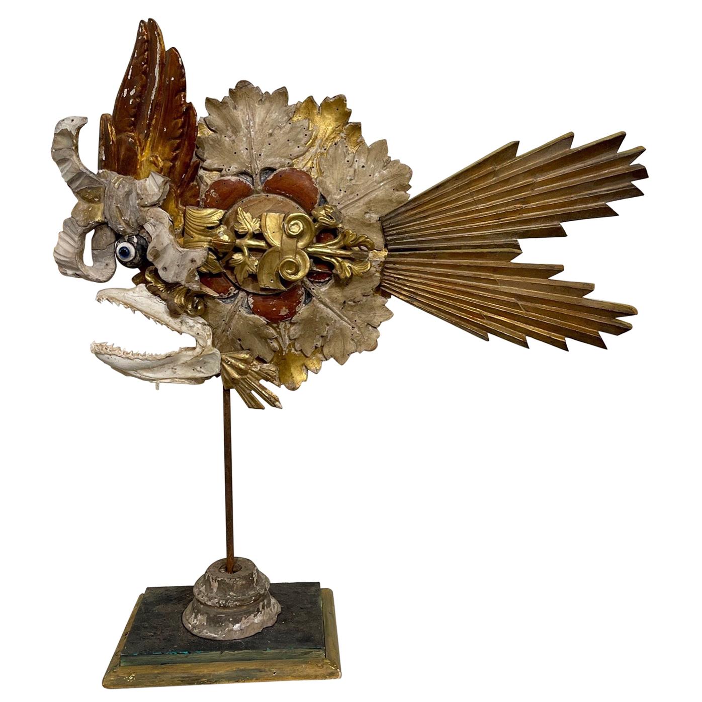 Sculpture de poisson d'Italie réalisée en fragments des XVIIIe et XIXe siècles