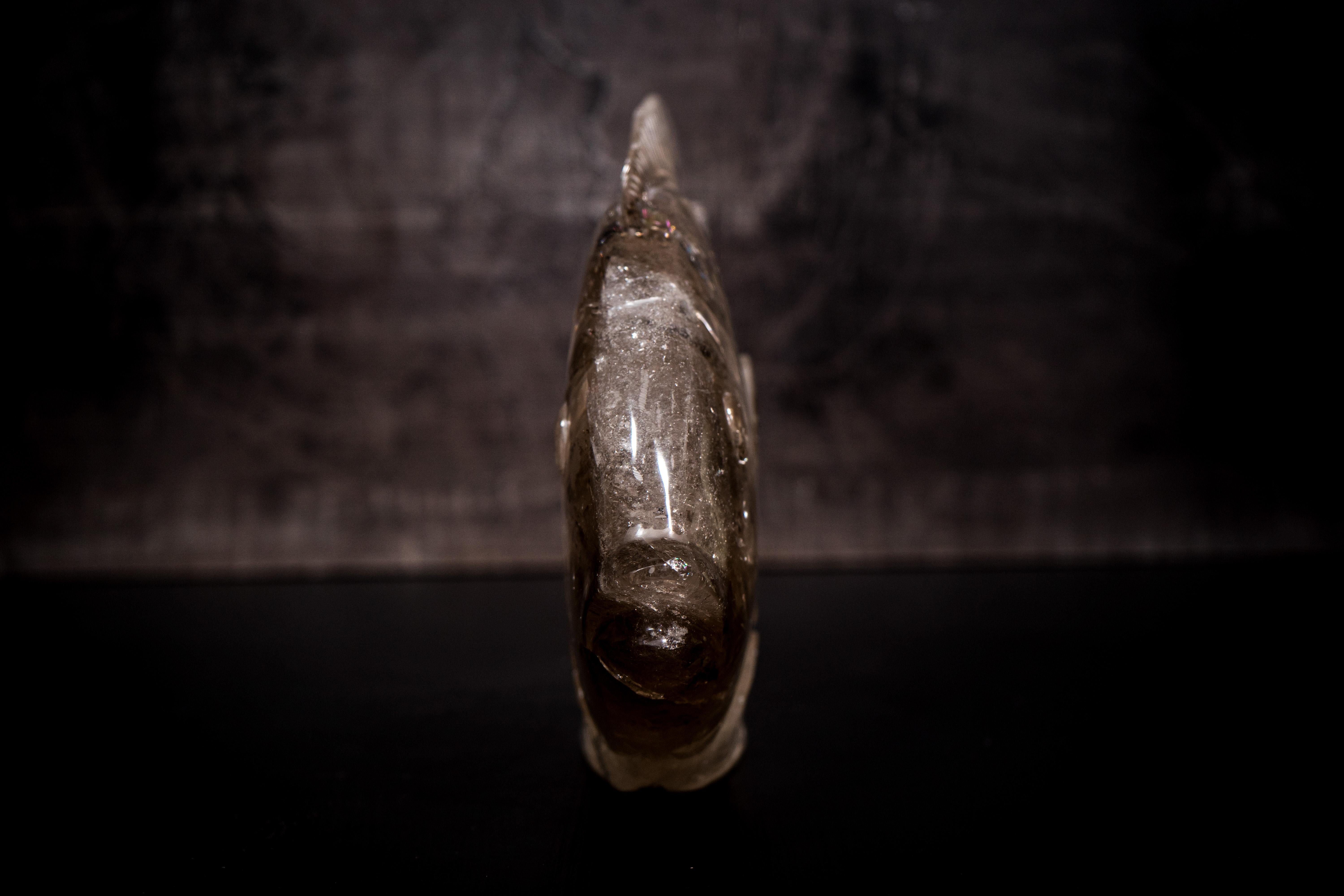 Escultura de Pez en Cristal de Cuarzo Claro Natural en venta 4