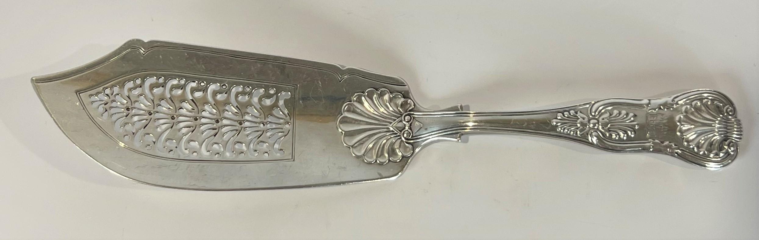 Early Victorian Fish Server William Bateman 1830 Sterling Silver monogram of burning building For Sale