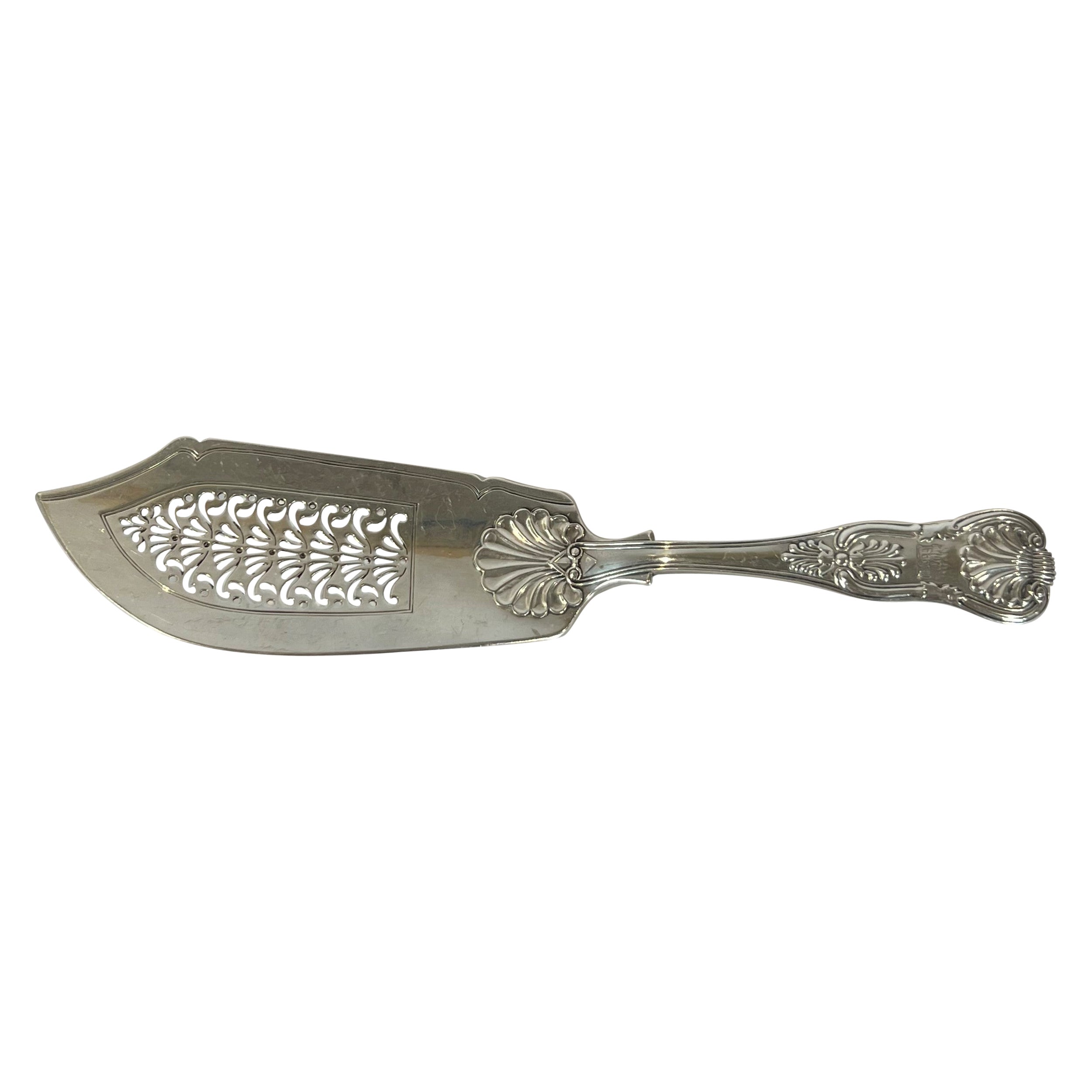Fish Server William Bateman 1830 Sterling Silver monogram of burning building For Sale