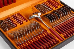 Fish Service in Bakelite and Stainless Steel, Maison Guy Degrenne, 20th Century.