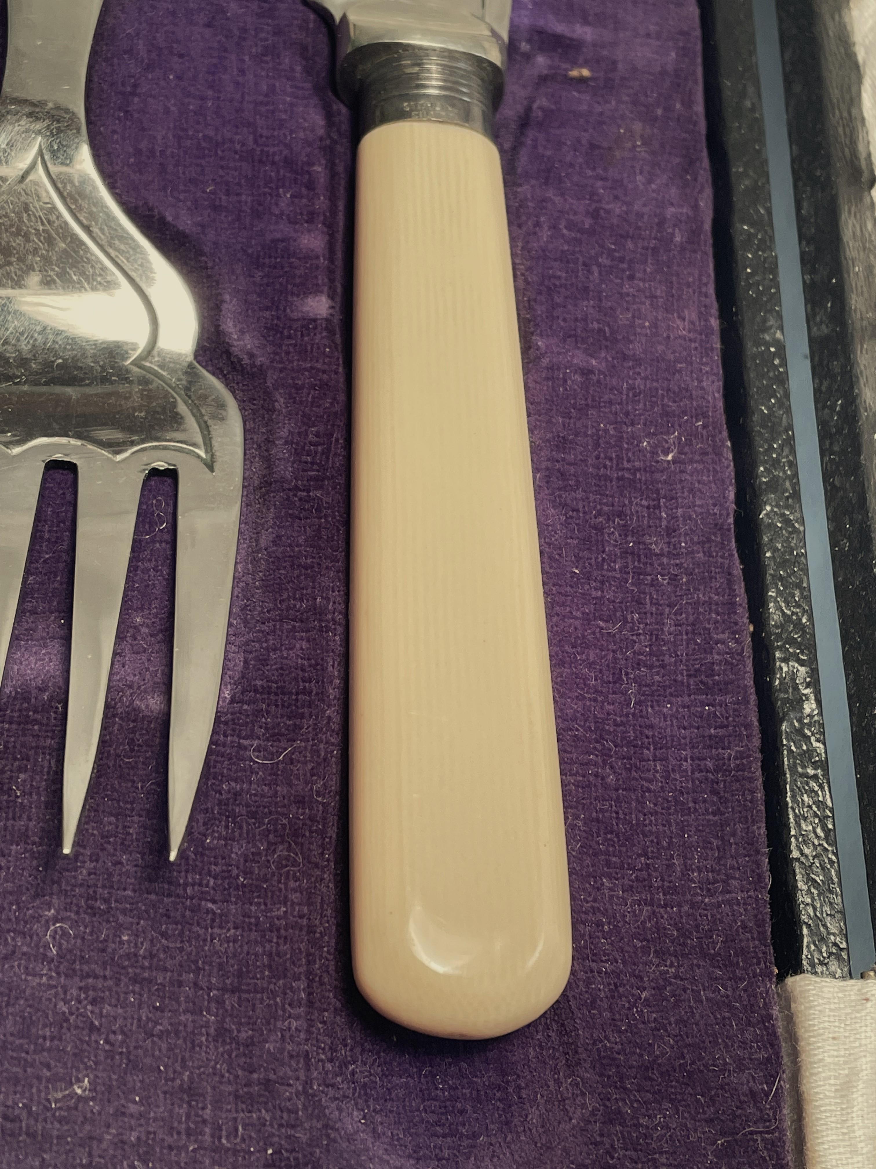 Inconnu Fourchette de service à poisson Staybrite en argent sterling et celluloïd inoxydable en vente