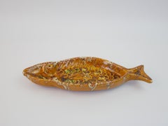 Fish shape decorative dishes / vide-poche in yellow ceramic