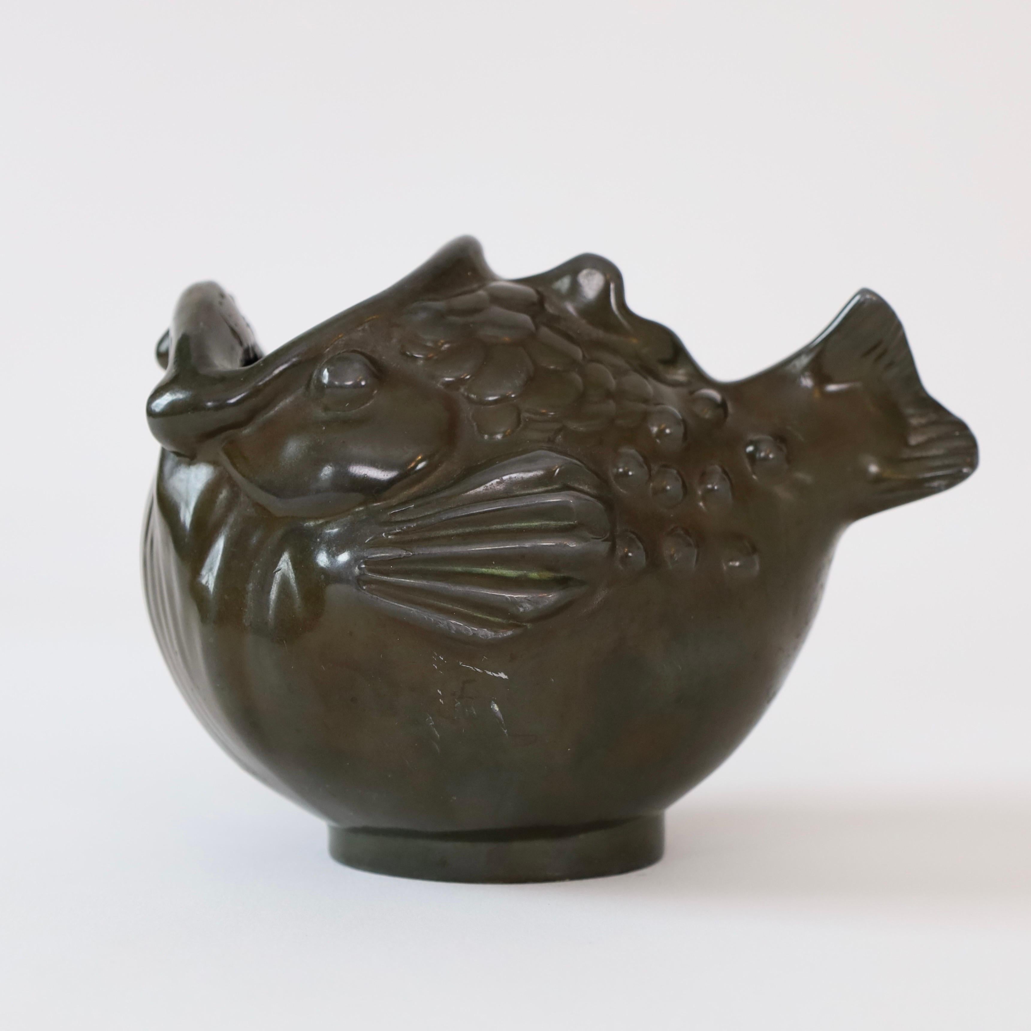 Vase Art déco en forme de poisson par Just Andersen, années 1930, Danemark en vente 1