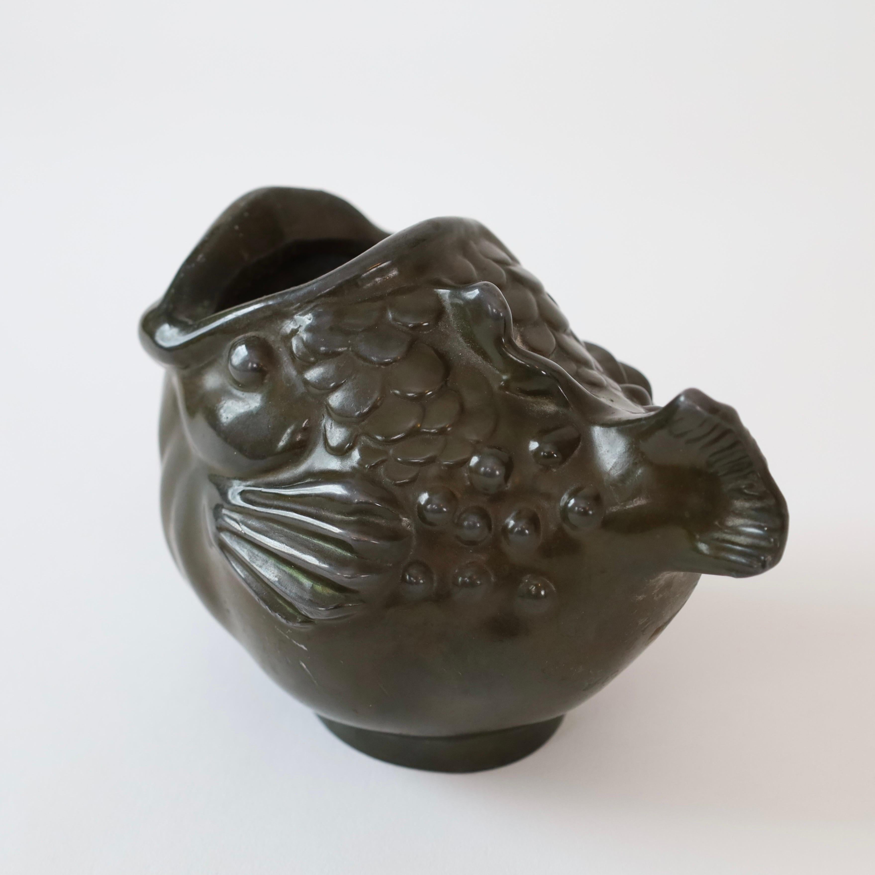 Fish-shaped Art Deco Vase by Just Andersen, 1930s, Denmark For Sale 2