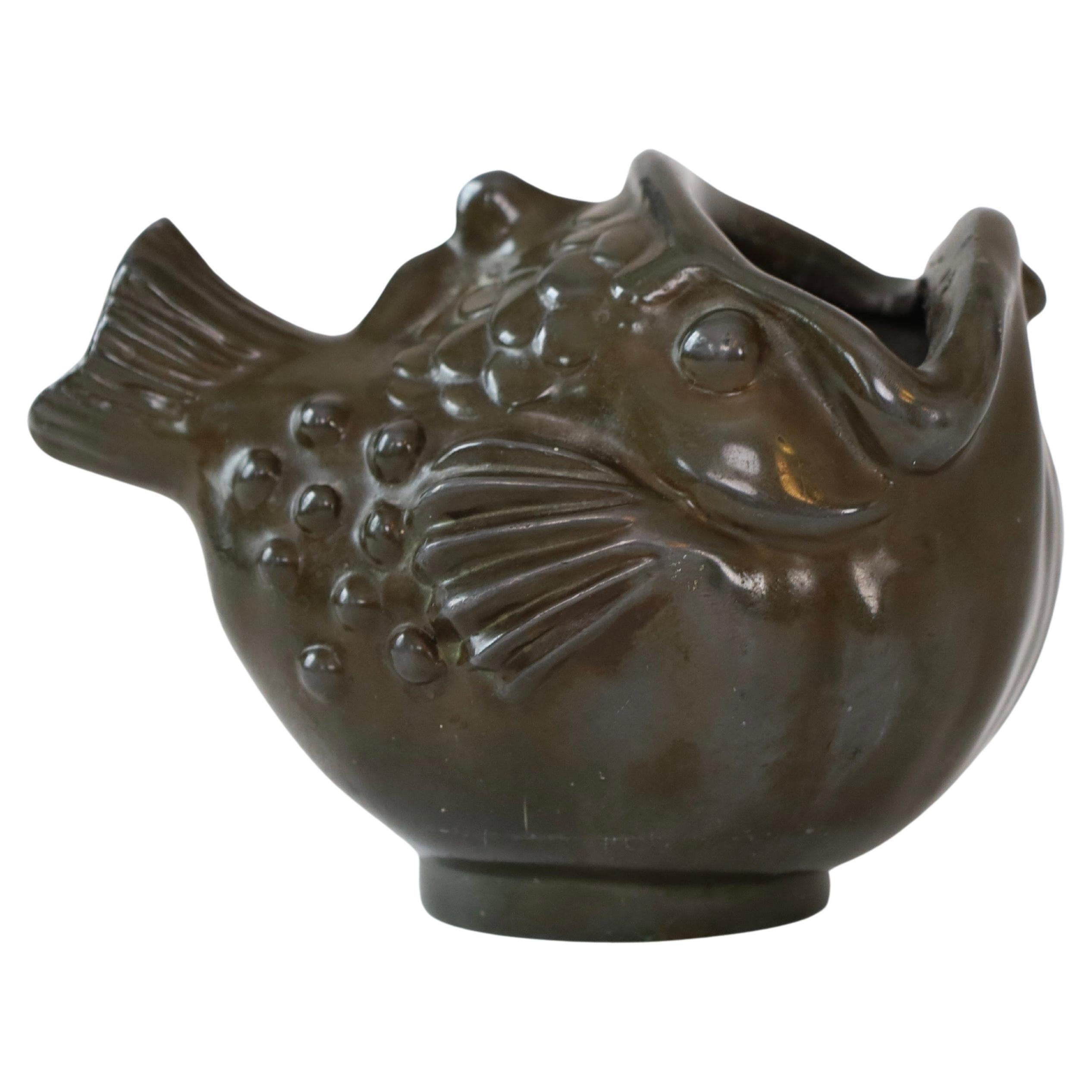 Vase Art déco en forme de poisson par Just Andersen, années 1930, Danemark en vente