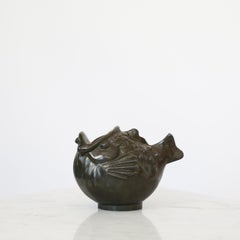 Fish-shaped Art Nouveau Diskometal Vase by Just Andersen, 1930s, Denmark