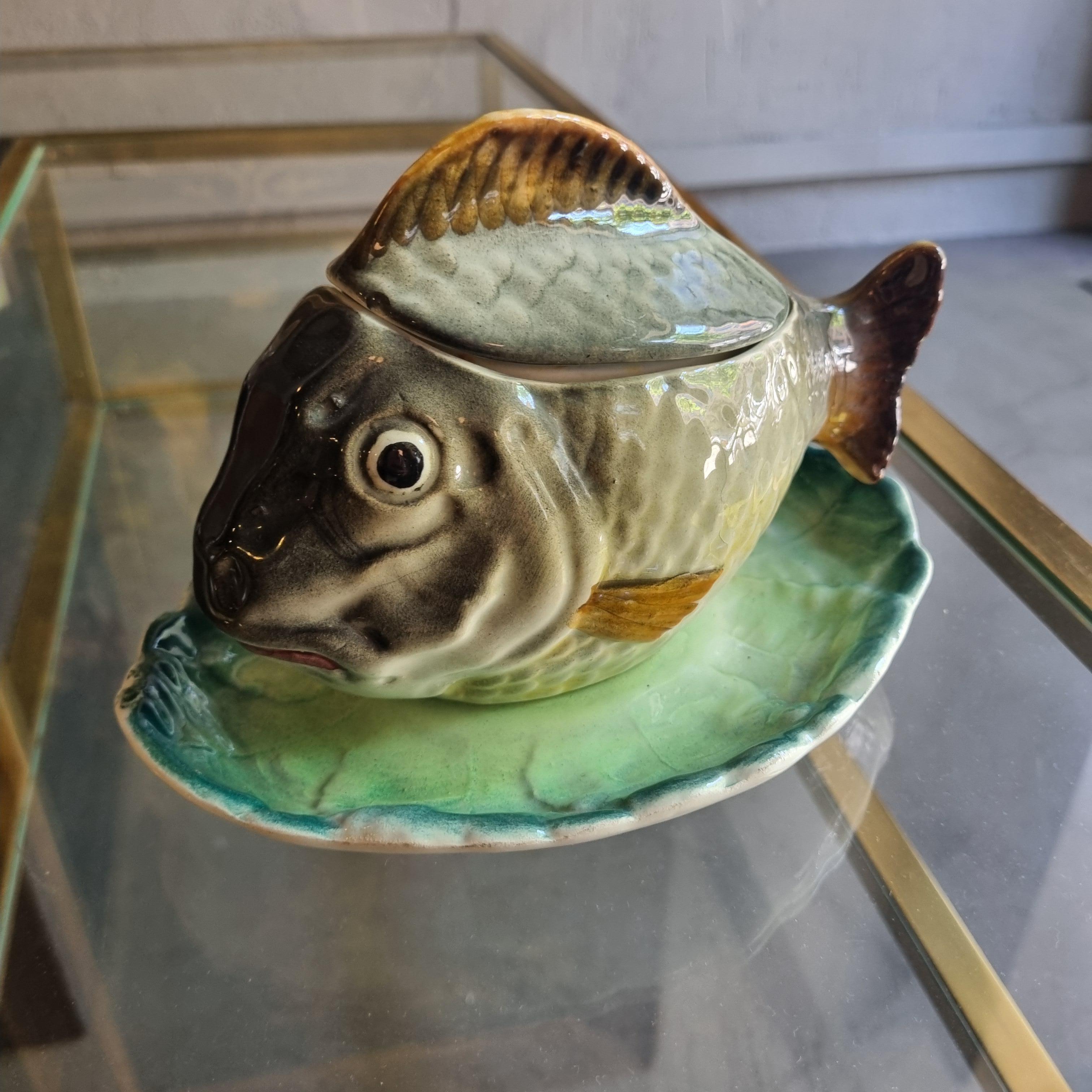 Spanish Fish Shaped Ceramic Sauce Tureen by Hispania CH Lladró For Sale