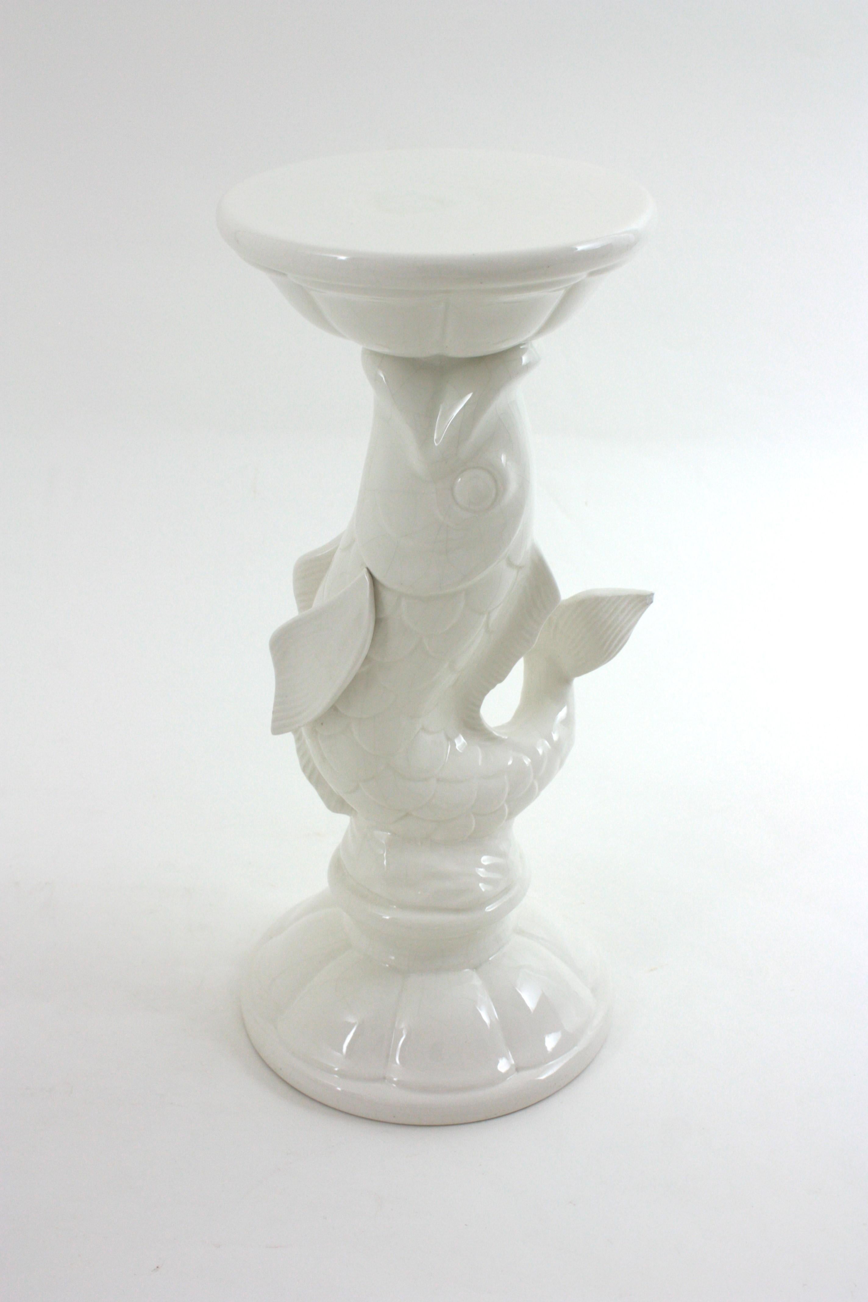 Tavolino a forma di pesce in ceramica bianca, Spagna 1950 in vendita 2