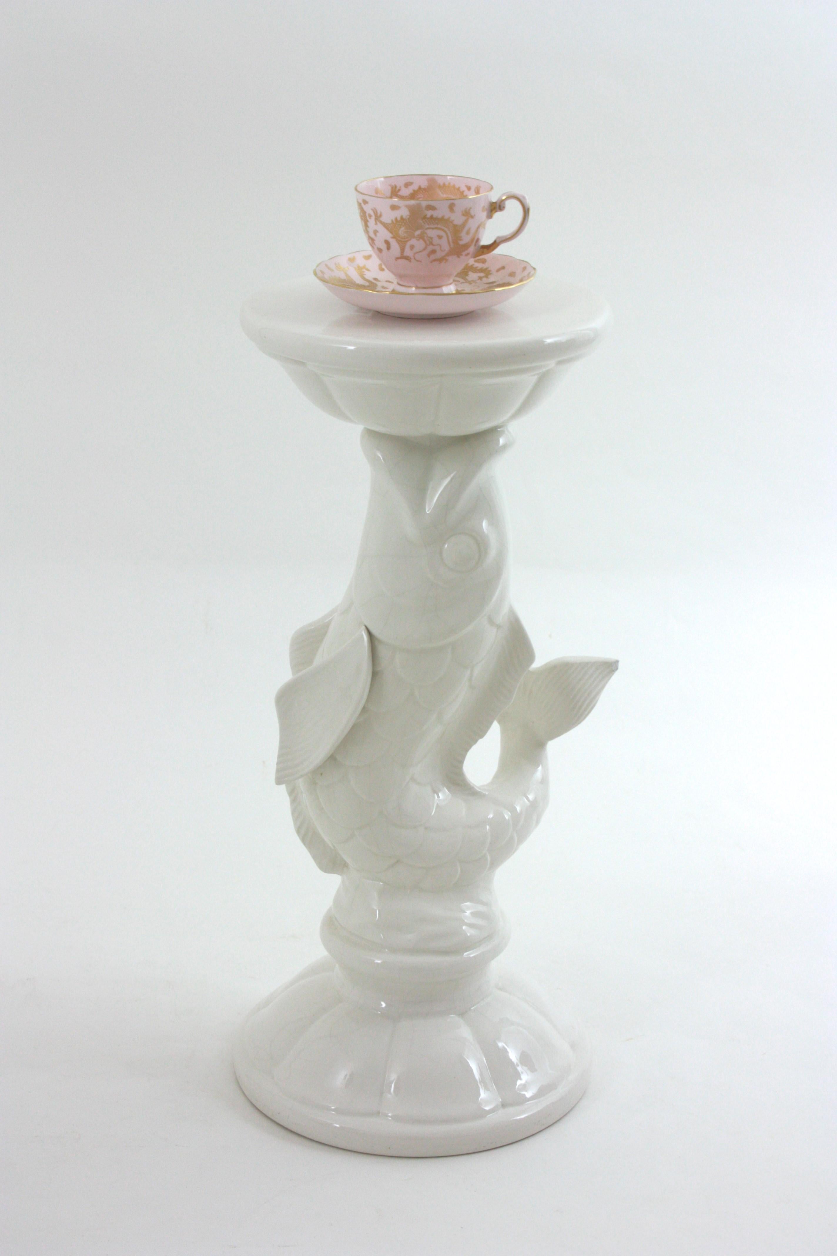 Tavolino a forma di pesce in ceramica bianca, Spagna 1950 in vendita 5