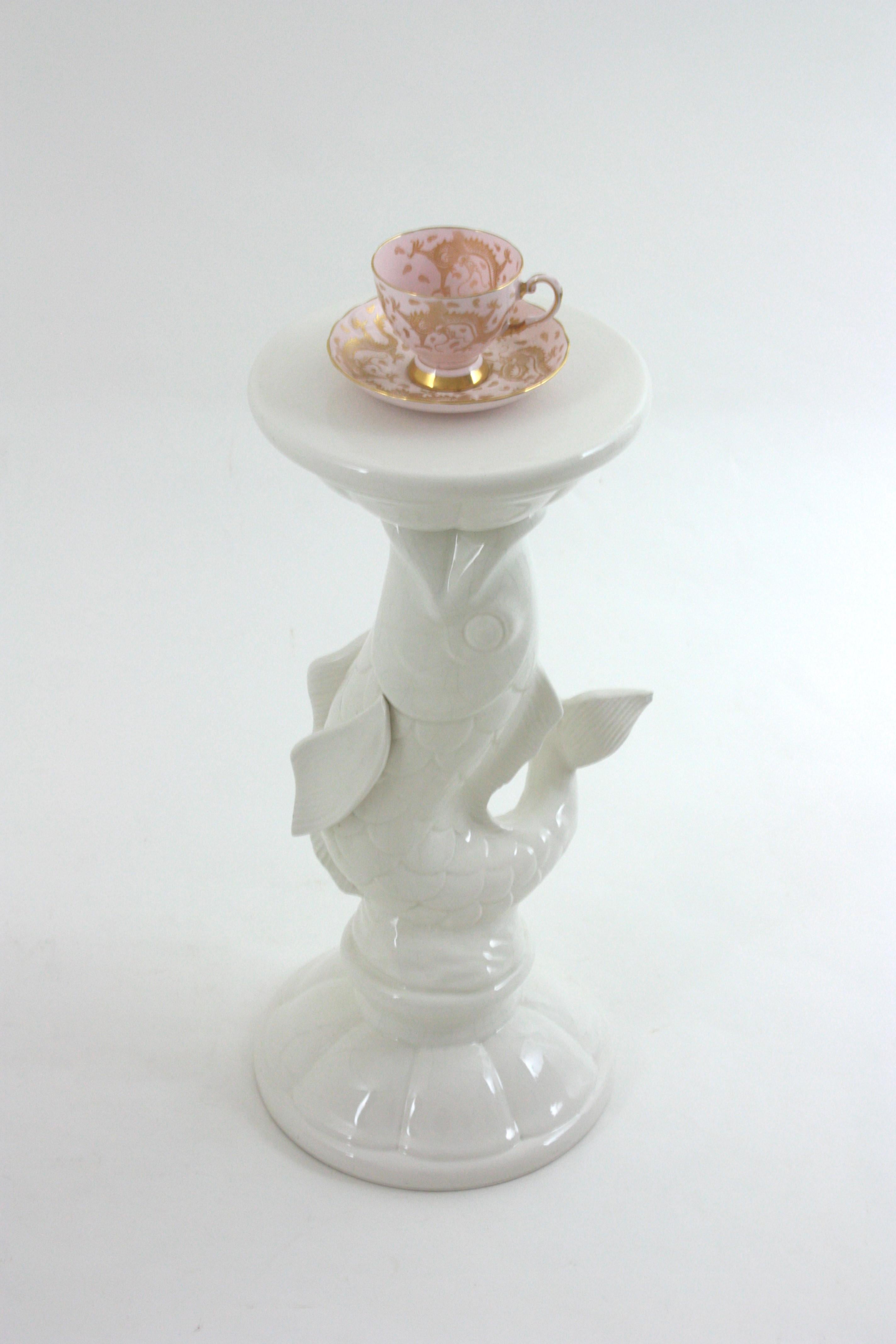Tavolino a forma di pesce in ceramica bianca, Spagna 1950 in vendita 6