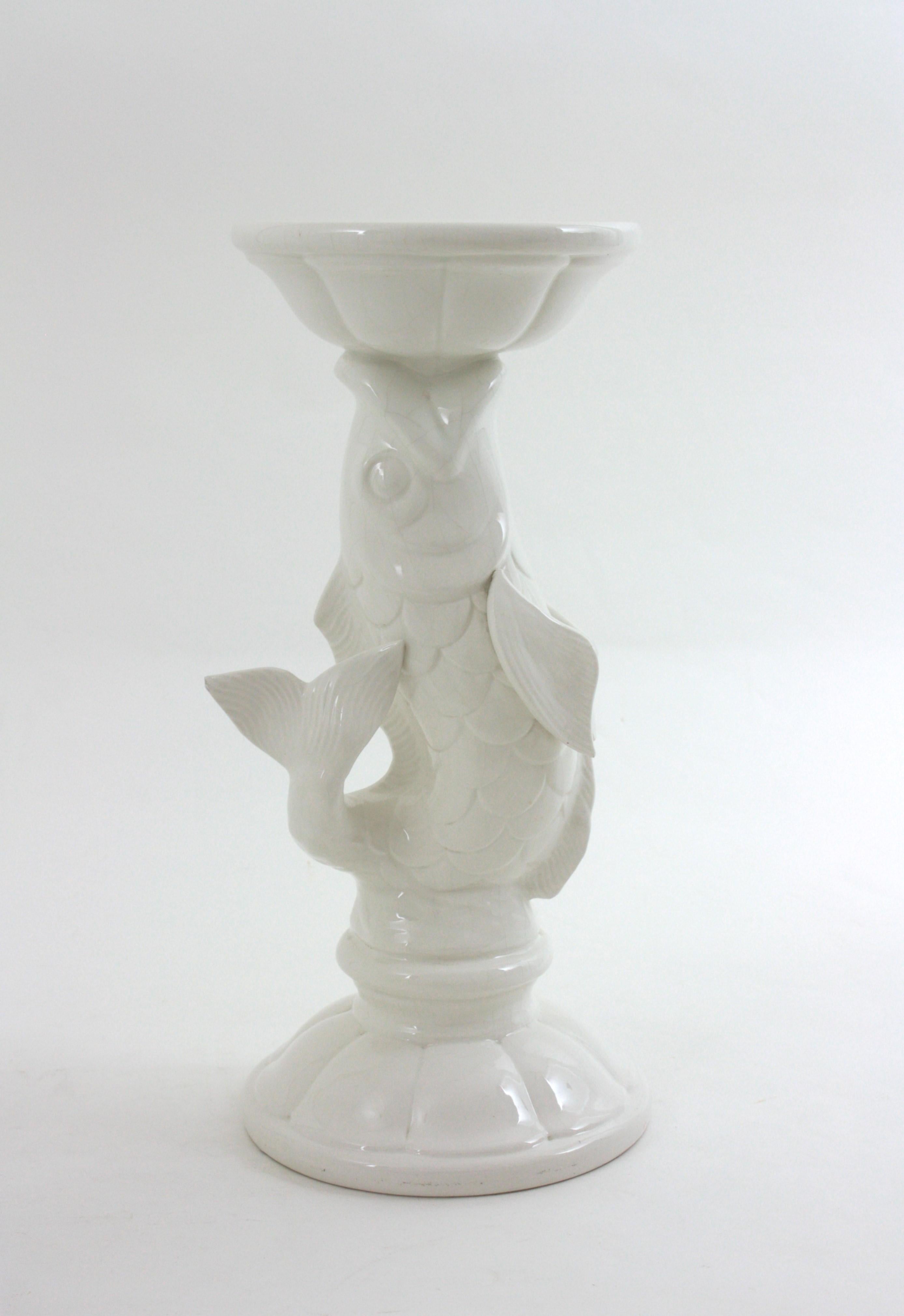XX secolo Tavolino a forma di pesce in ceramica bianca, Spagna 1950 in vendita