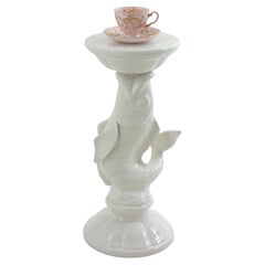 Tavolino a forma di pesce in ceramica bianca, Spagna 1950