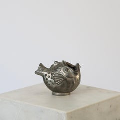 Fish-shaped Pewter Vase by Just Andersen, 1930s, Denmark