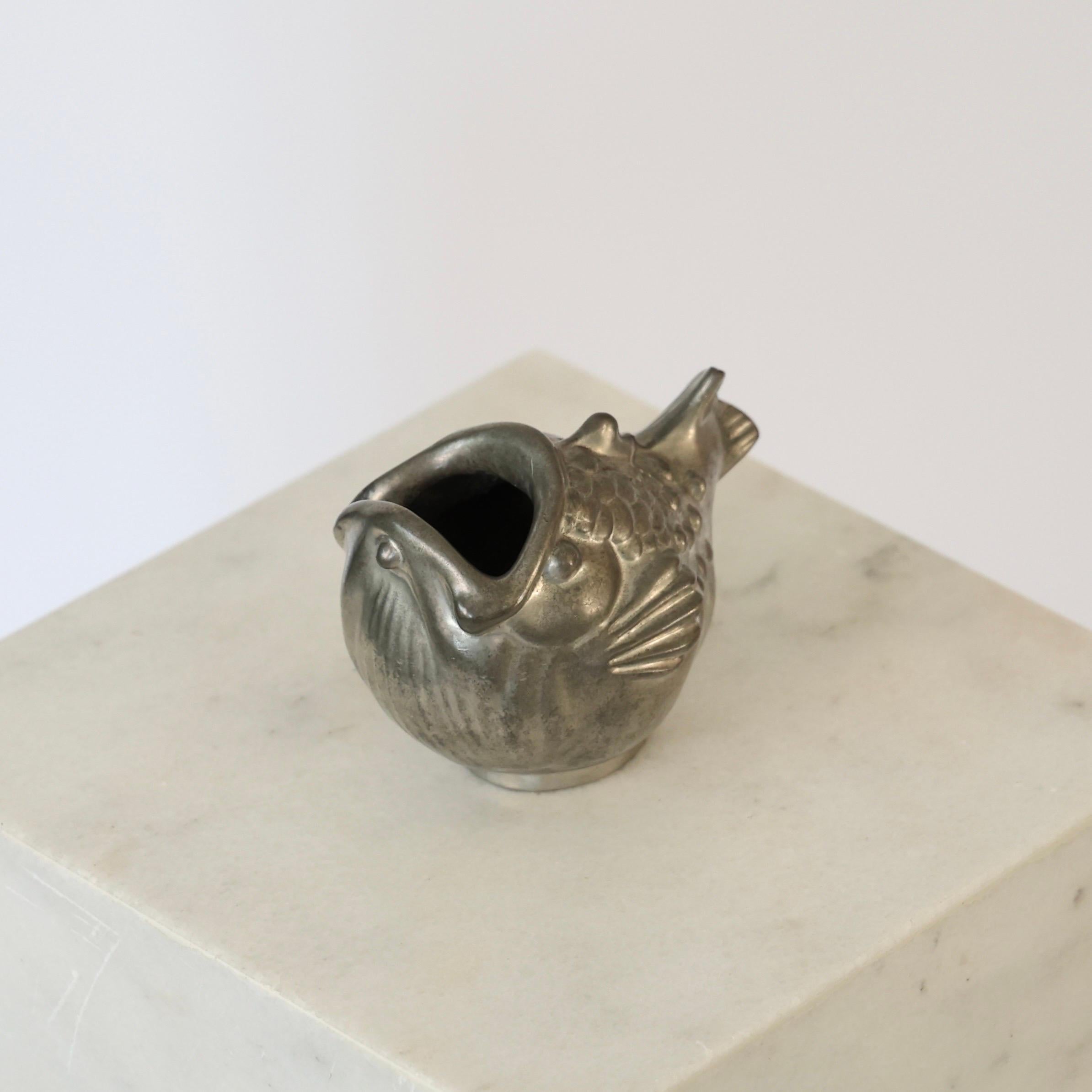 Fish-shaped Pewter Vase by Just Andersen, 1930s, Denmark In Good Condition For Sale In Værløse, DK