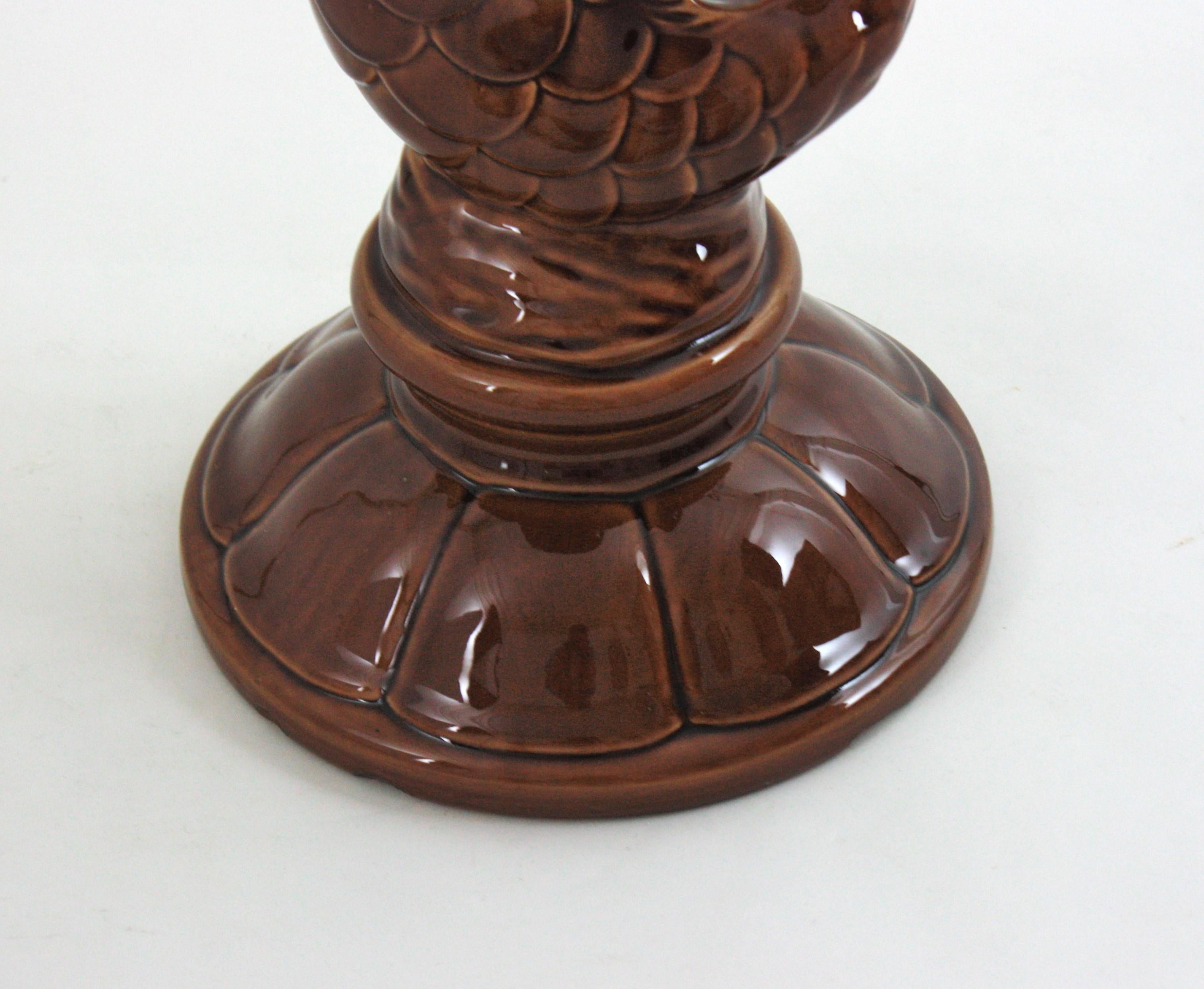 Tavolino a forma di pesce o tavolino in ceramica marrone, Spagna 1950 in vendita 10