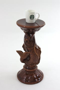 Fischförmiger Beistelltisch oder Getränketisch aus brauner Keramik, Spanien 1950