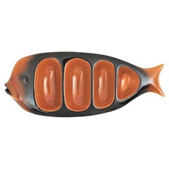 Fish Shaped Snack Cocktail Serving Tray / Wall Decoration in Glazed Ceramic