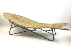 Fish Shaped Wicker Lounge Chair Attributed to Lina Zervudaki, 1940s