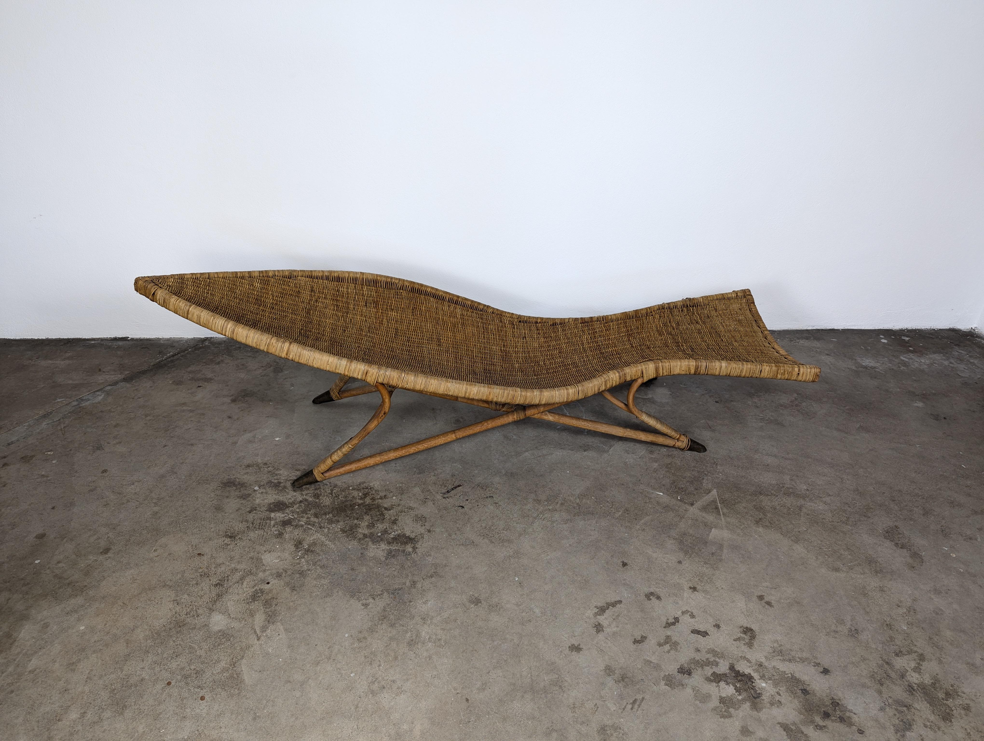 Fish Shaped Wicker Lounge Chair Attributed to Lina Zervudaki 4