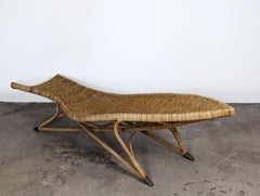 Fish Shaped Wicker Lounge Chair Attributed to Lina Zervudaki