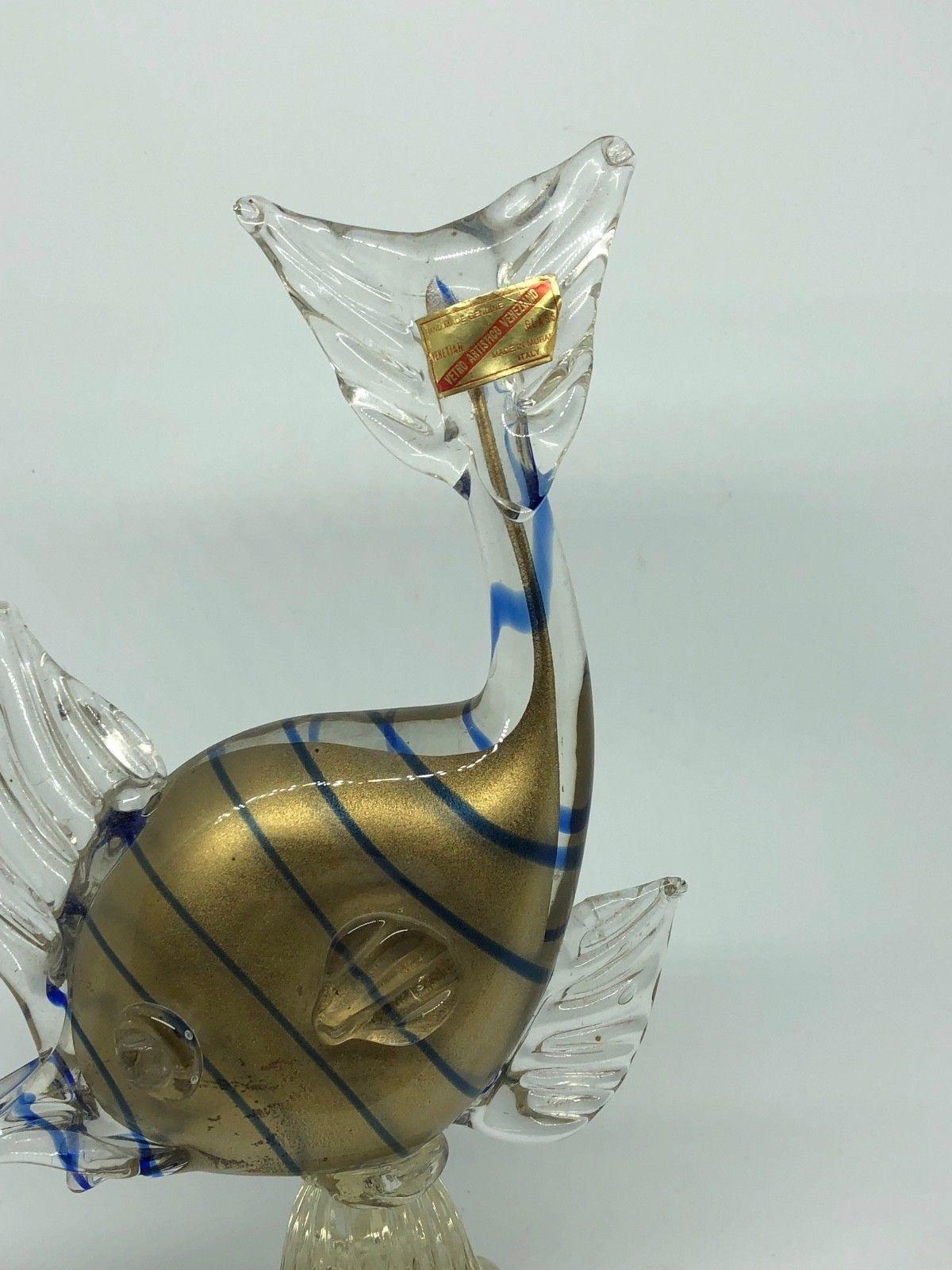 Mid-Century Modern Fish Statue Murano Vetro Artistico Veneziano Italy vintage Art Glass, 1960s For Sale