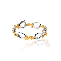 Fish Sterling Silver With 23 Karat Yellow Gold Vermeil Bracelet