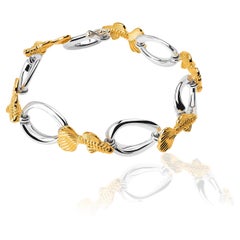 Fish Sterling Silver With 23 Karat Yellow Gold Vermeil Bracelet