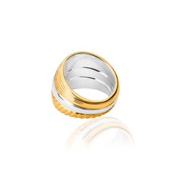 Fish Sterling Silver With 23 Karat Yellow Gold Vermeil Textured Ring - Size 7