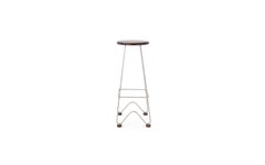 Fish Stool Features a Hand Bent Stainless Steel Frame and Solid Wood Seat