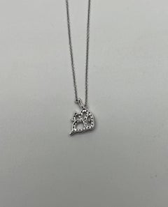 Fish Symbol Diamond Halo Set 18K White Gold Chain Pendant Necklace