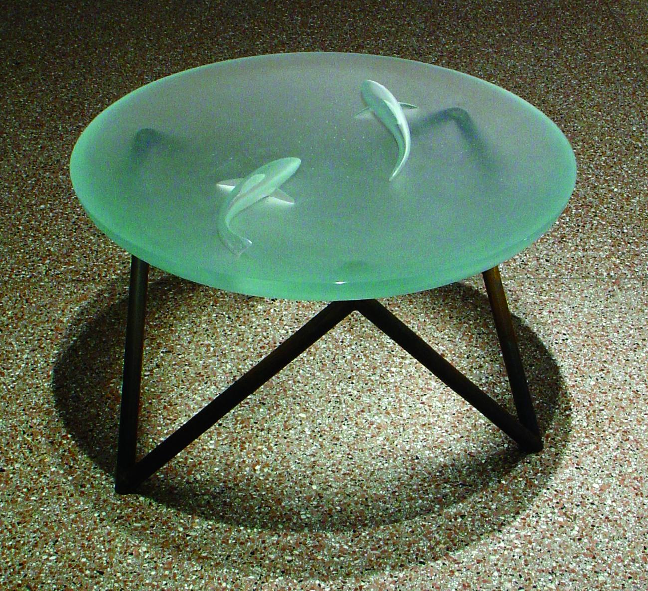 Fish table
Michal Gabriel, 1997
Cast glass, metal construction
Measures: 36 x 20 inches.
