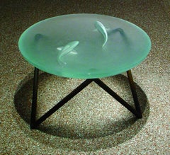 Fish Table in Cast Glass with Metal Legs by Michal Gabriel, 1997