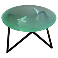 Fish Table in Cast Glass with Metal Legs by Michal Gabriel, 1997