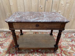 Fish Tank Table - Napoleon III Console in Solid Oak and Marble