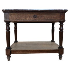 Fish Tank Table - Napoleon III Console in Solid Oak and Marble