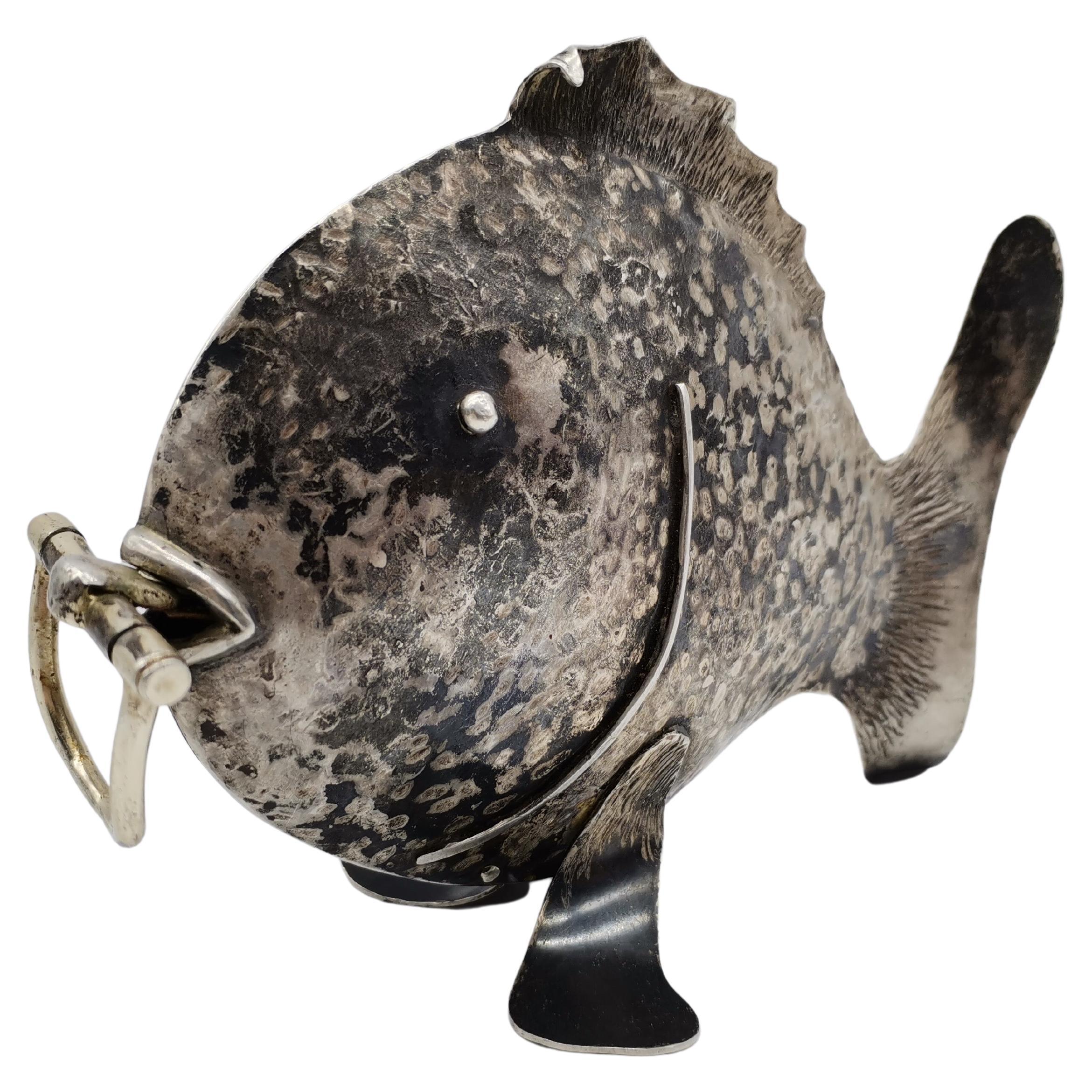 Fish Tape Measure, Hammered Silver For Sale at 1stDibs