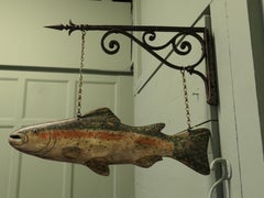 Fish Trade Sign, Rainbow Trout, Fishing Bait and Equipment