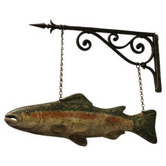 Fish Trade Sign, Rainbow Trout, Fishing Bait and Equipment