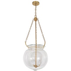 "Fishbowl" glass and brass pendant