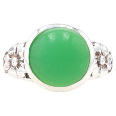 Fishel, Nessler & Co Chalcedon Art Deco Cocktail Solitär Ring 925 Vintage Gr. 5