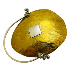FISHER 1999 signed vintage mixed metal modernist artisan designer brooch