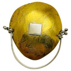 FISHER 1999 signed vintage mixed metal modernist artisan designer brooch