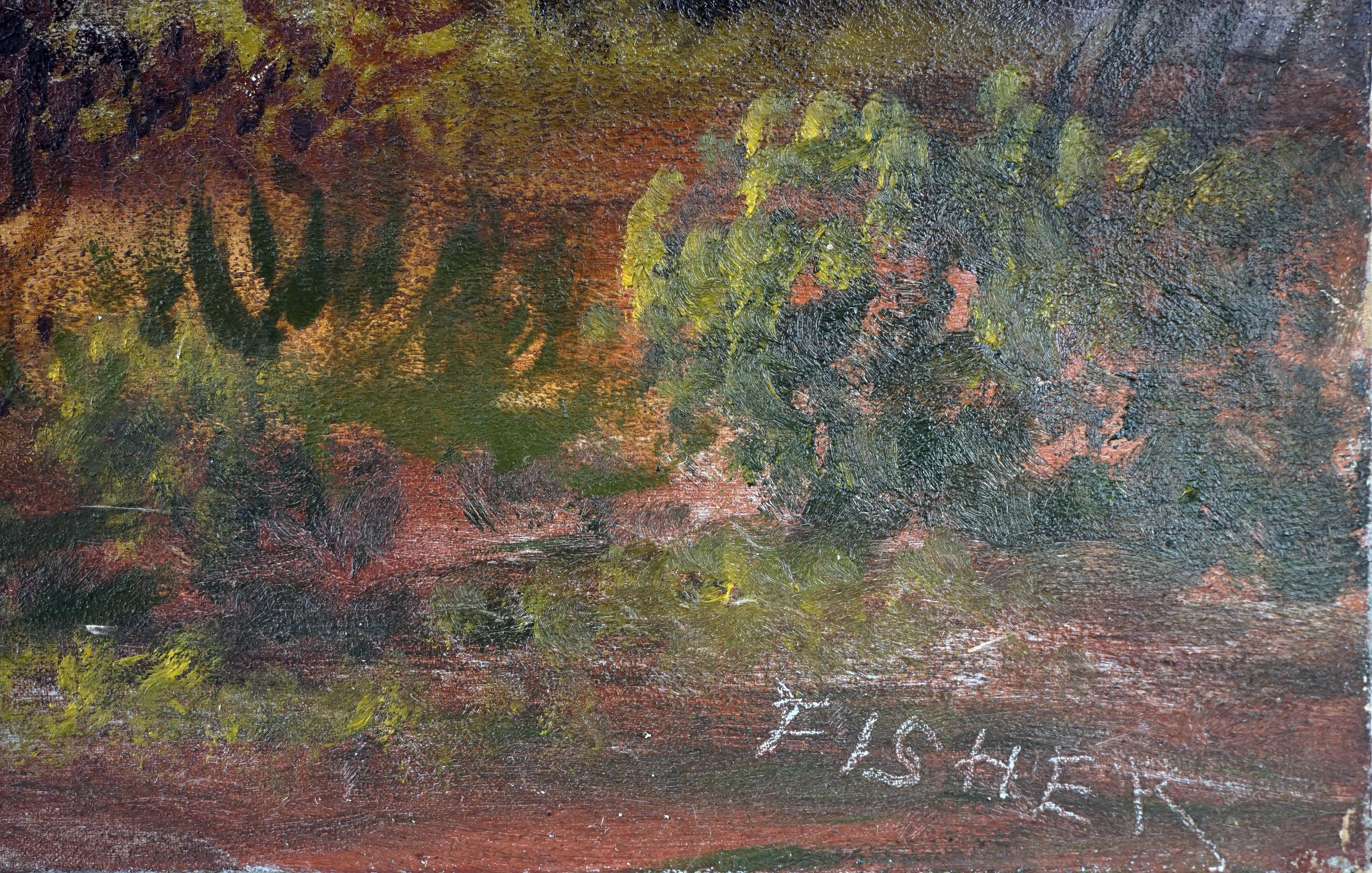 Paysage d'automne en bord de lac de l'Hudson River School, début du 20e siècle en vente 1