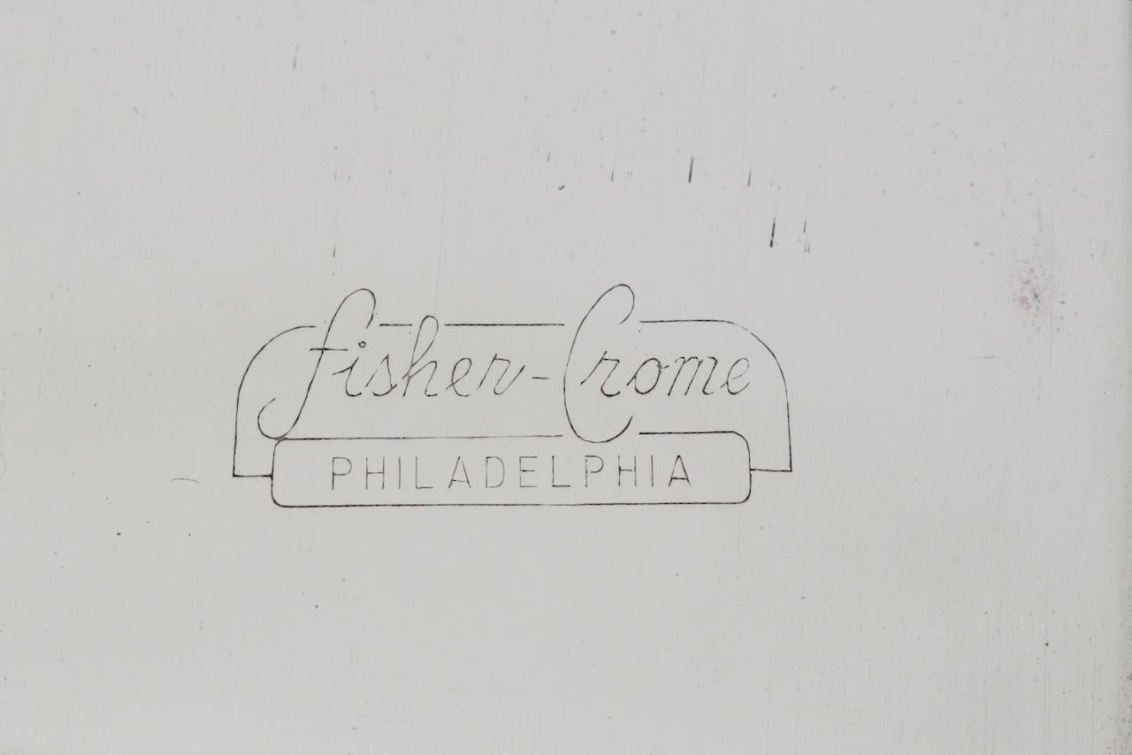 Scatola con coperchio in ottone lucido e alluminio Fisher-Crome, circa anni '40 in vendita 11