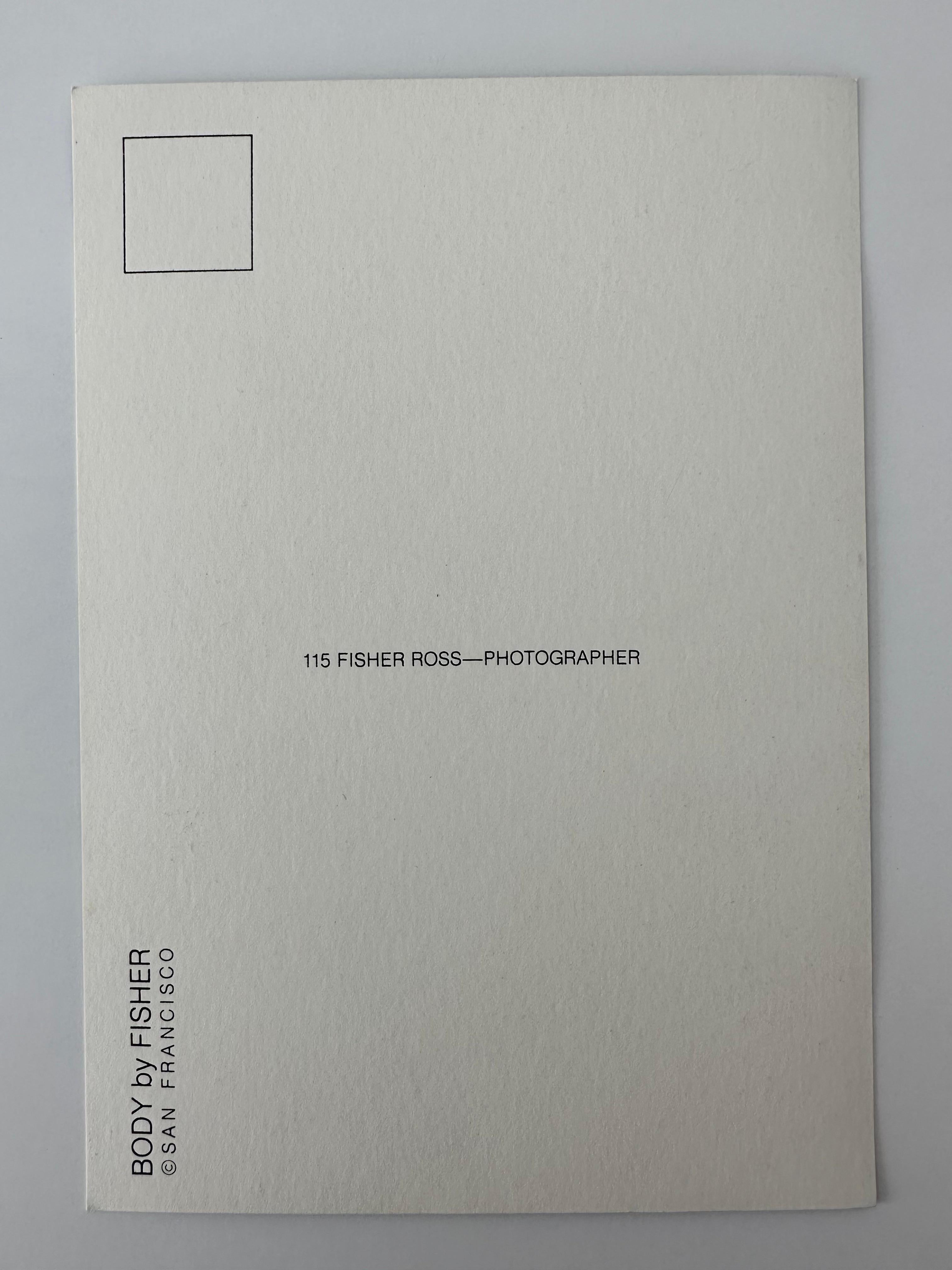 Fisher Ross. Sans titre, image n° 115, vers 1975-80. Format carte postale imprimée en offset. 4,5 x 6,5 pouces ; 12 x 15 pouces encadré.  Excellent état. 

Photographies provenant des archives de William Como, rédacteur en chef d'After Dark et de